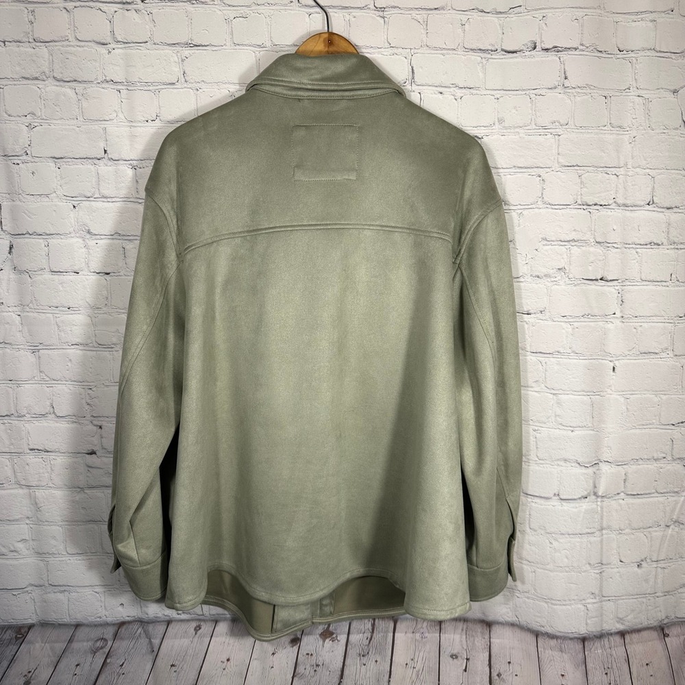 Levis Faux Suede Shacket Sage Green Button Up‎ Shirt Jacket LW2WS235 Womens 1X - Picture 8 of 15